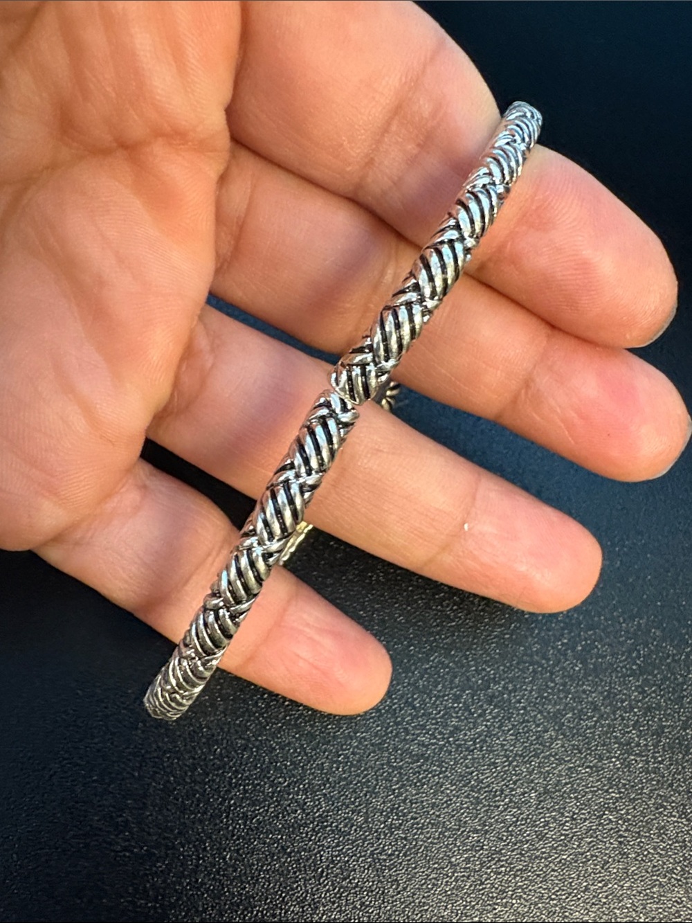 Pretty Silver-Tone Braided Statement Stretch Bracelet